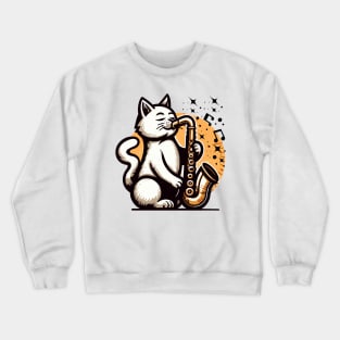 Cat Playing Saxophone Crewneck Sweatshirt